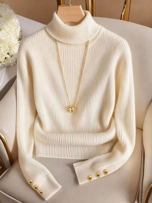 Pull col roulé côtelé élégant et casual - Floorah