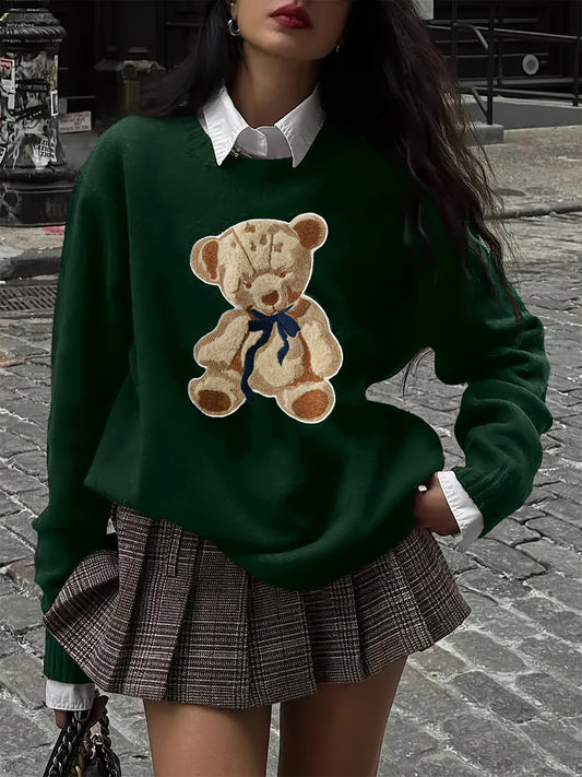 Pull-over chic à motif ourson – Élégant et doux