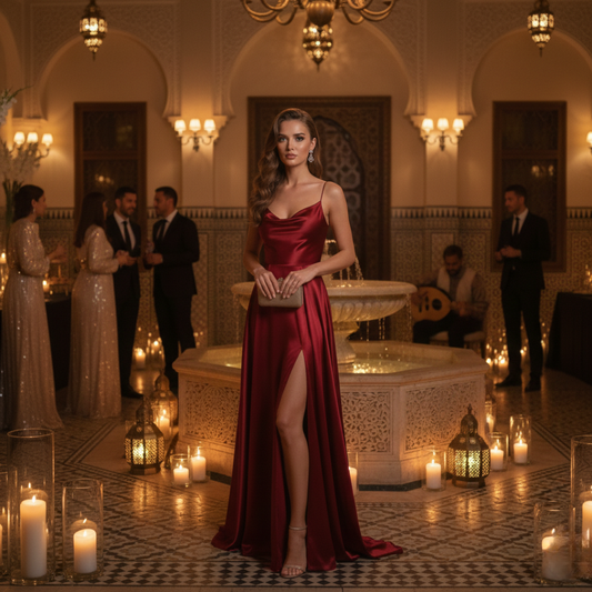 Robe satin longue soirée femme Tunisie