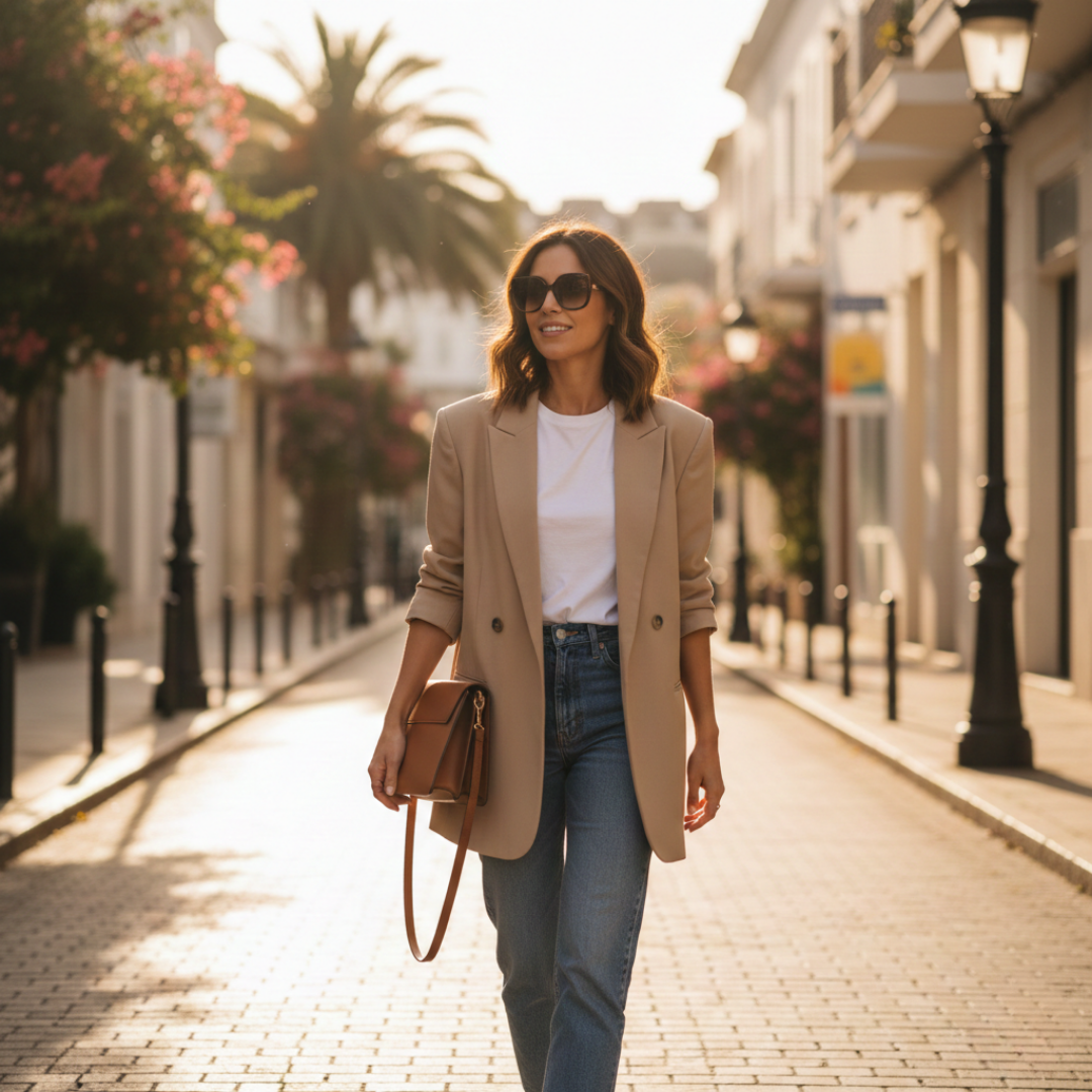 Blazer femme beige oversize tendance Shein Tunisie