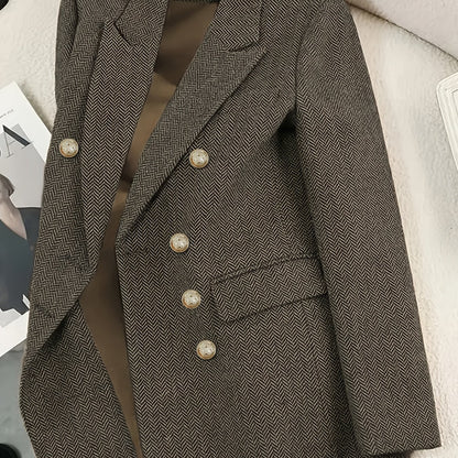 Blazer vintage à motif pied-de-poule