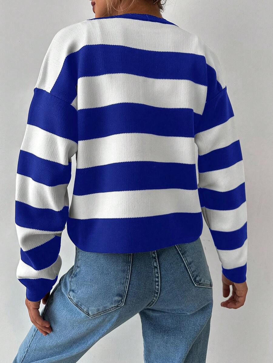 EURMUSE Cardigan tricoté casual à manches longues rayé - Floorah