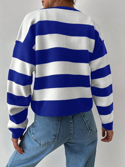 EURMUSE Cardigan tricoté casual à manches longues rayé - Floorah