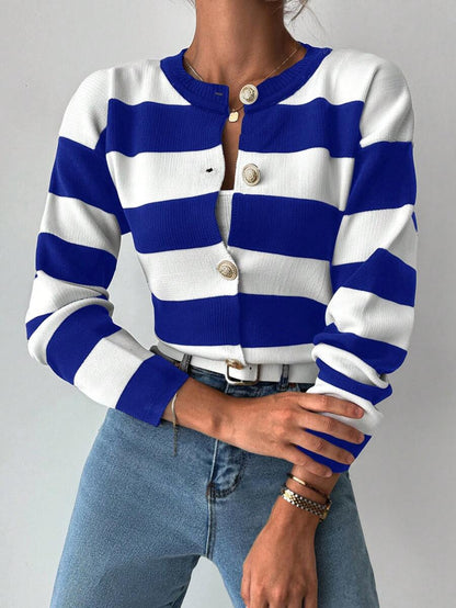 EURMUSE Cardigan tricoté casual à manches longues rayé - Floorah