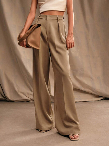 Pantalon droit à taille haute plissé - Floorah
