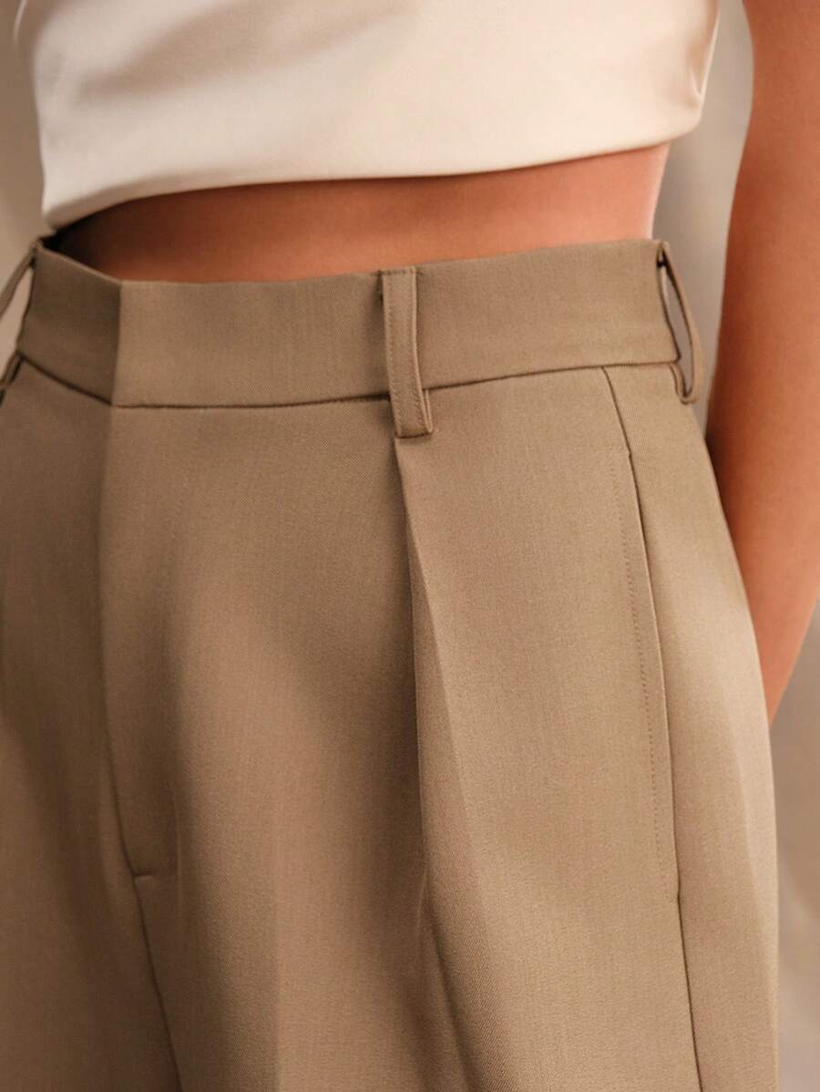 Pantalon droit à taille haute plissé - Floorah