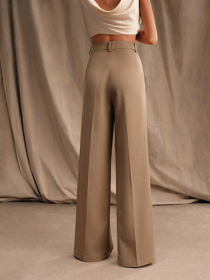 Pantalon droit à taille haute plissé - Floorah