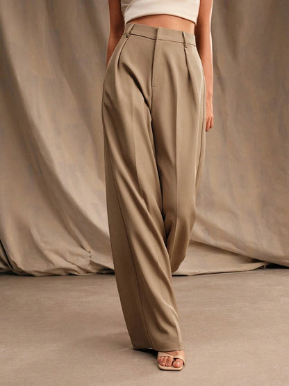 Pantalon droit à taille haute plissé - Floorah