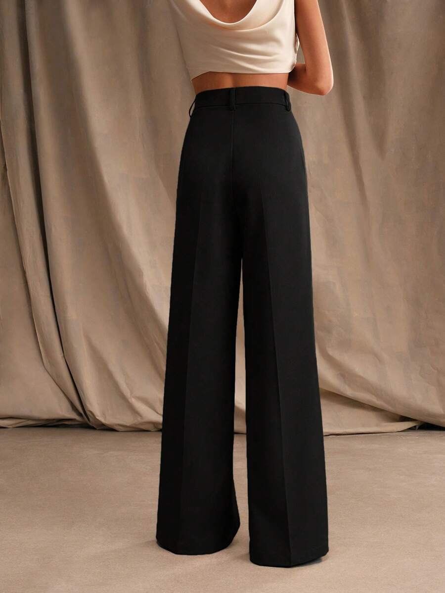 Pantalon droit à taille haute plissé - Floorah