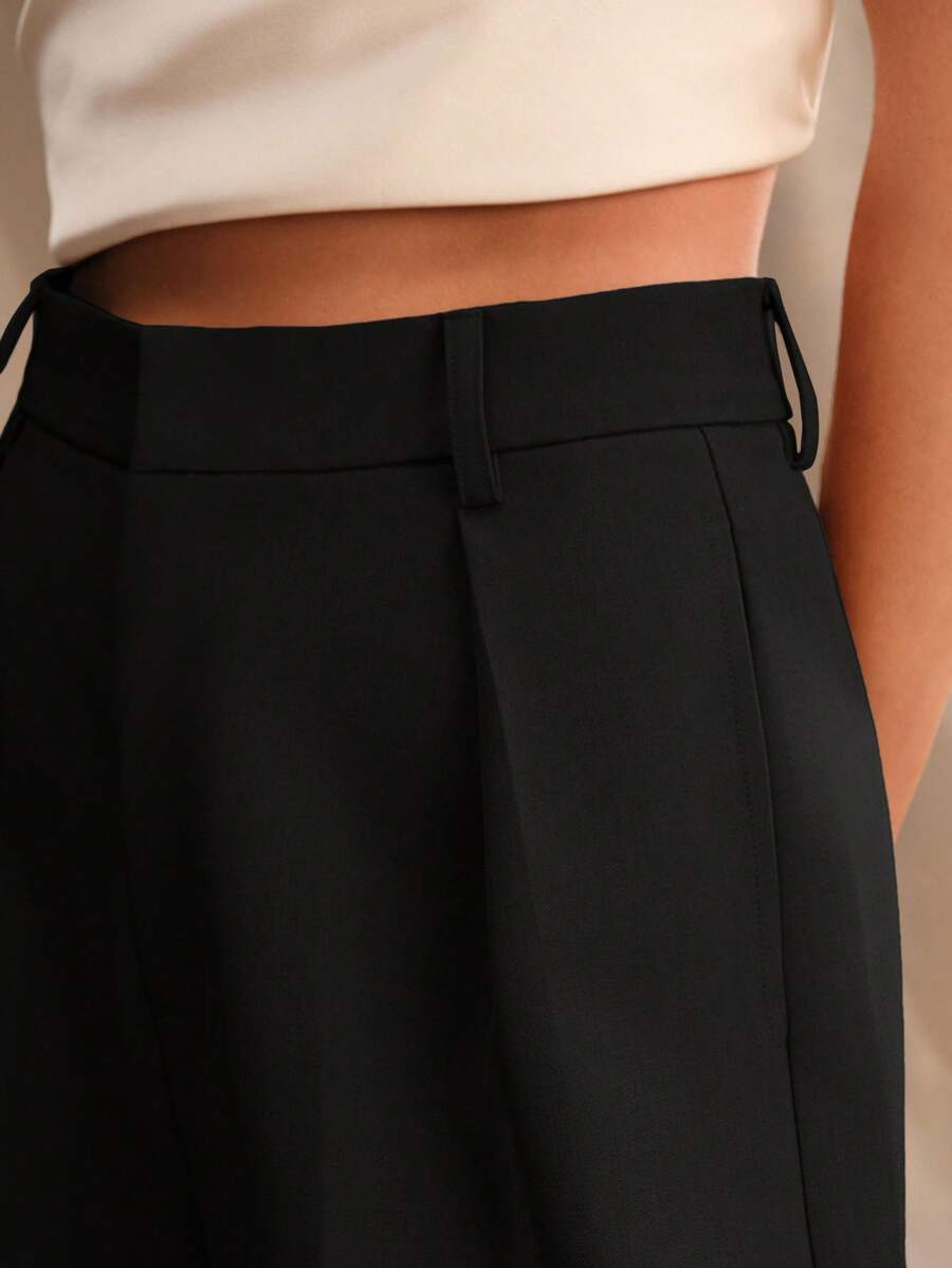 Pantalon droit à taille haute plissé - Floorah