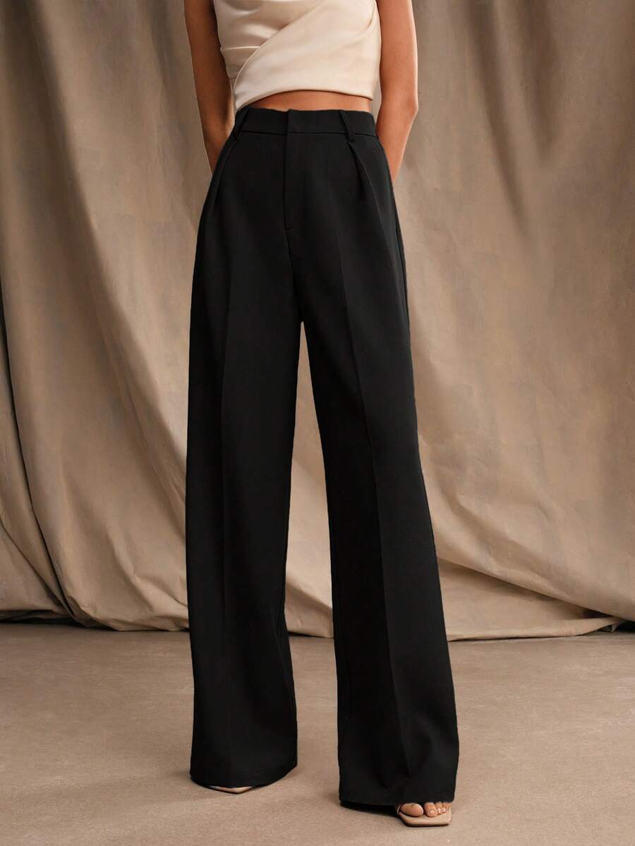 Pantalon droit à taille haute plissé - Floorah