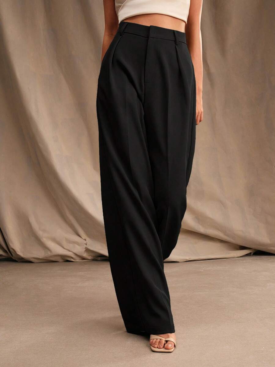 Pantalon droit à taille haute plissé - Floorah