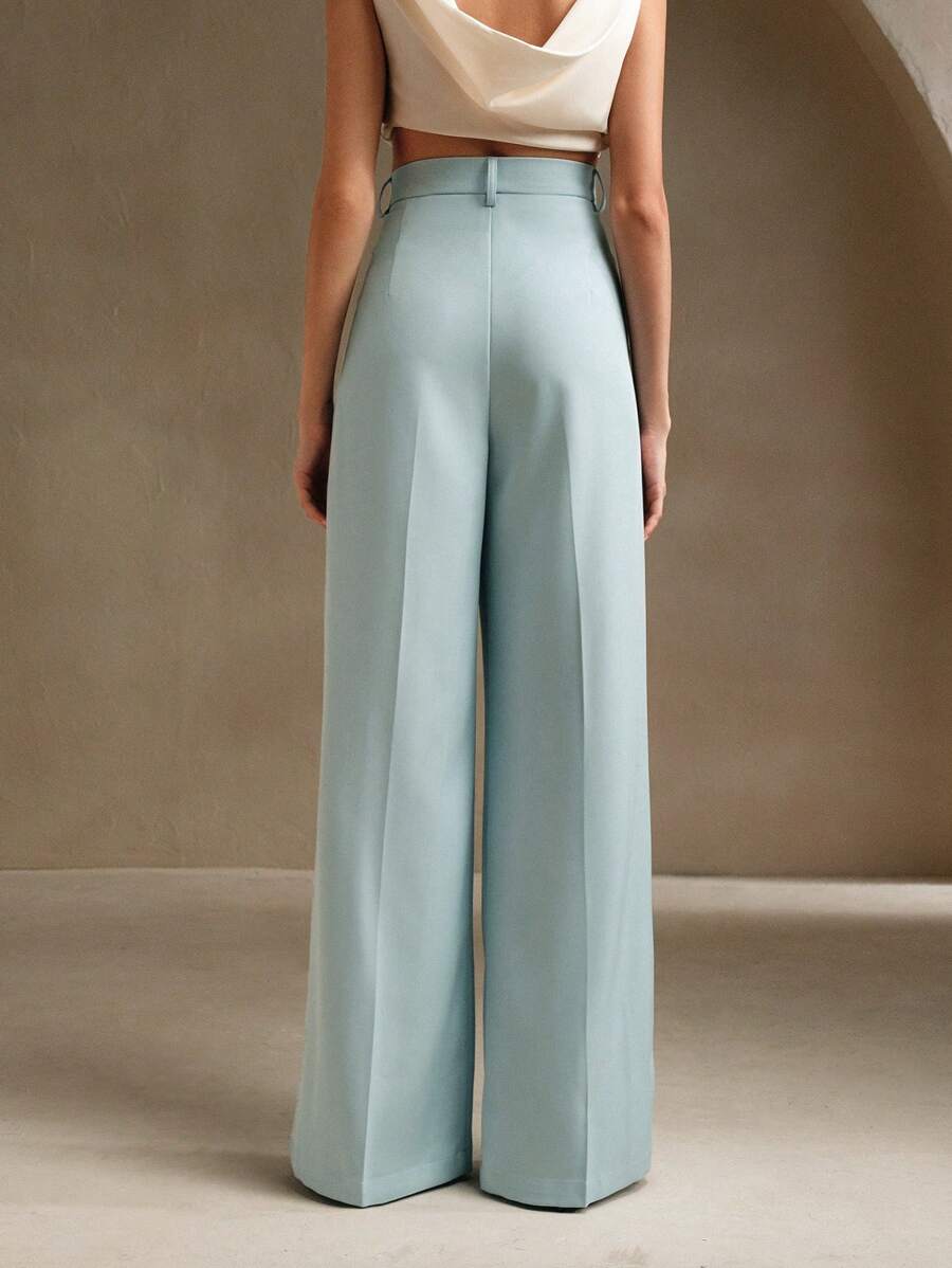 Pantalon droit à taille haute plissé - Floorah