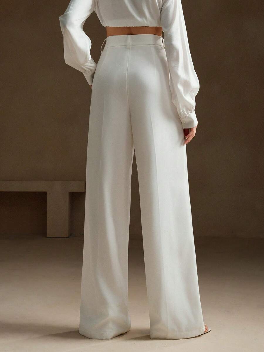 Pantalon droit à taille haute plissé - Floorah