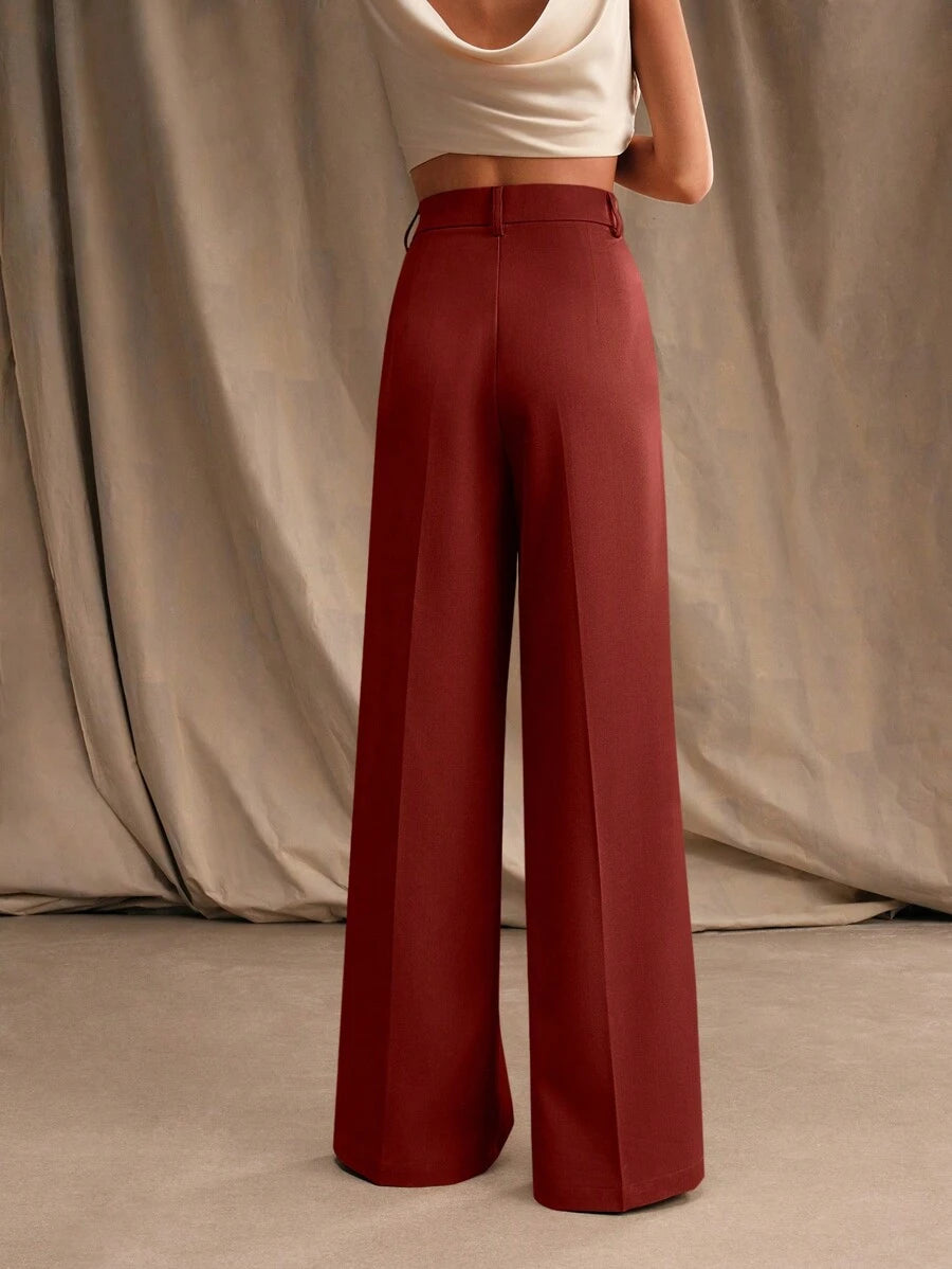 Pantalon droit à taille haute plissé - Floorah