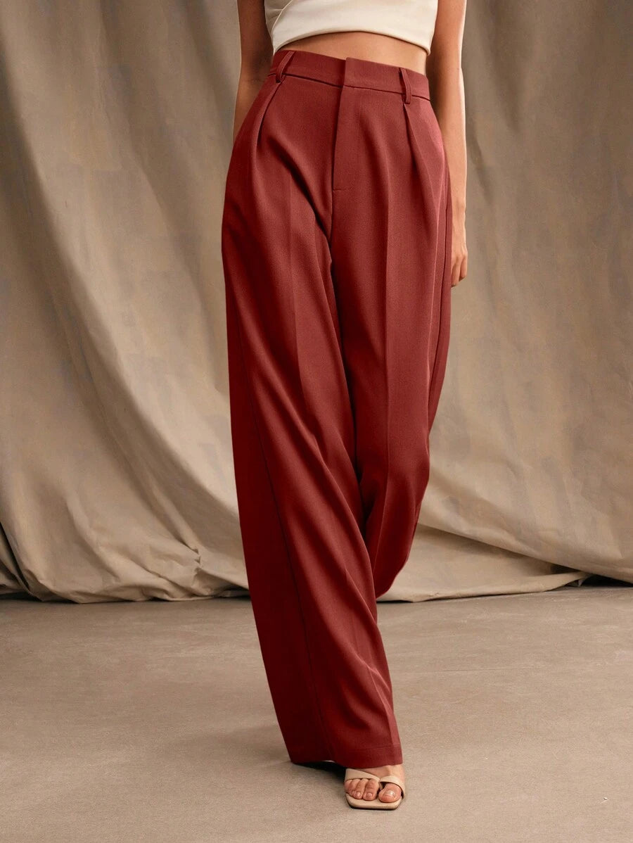 Pantalon droit à taille haute plissé - Floorah