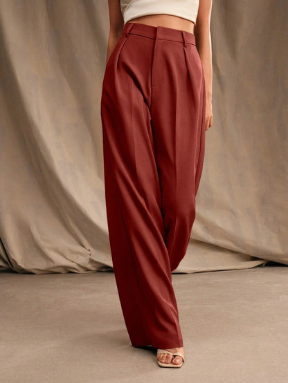 Pantalon droit à taille haute plissé - Floorah