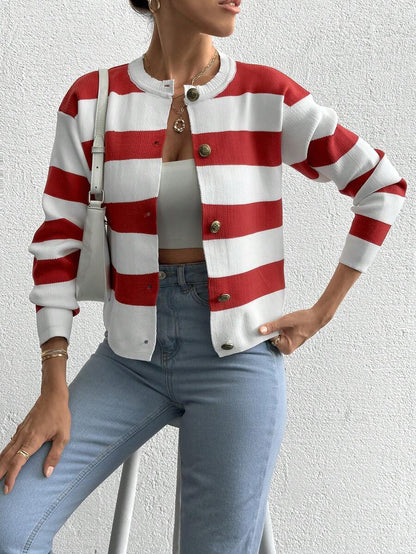 EURMUSE Cardigan tricoté casual à manches longues rayé - Floorah