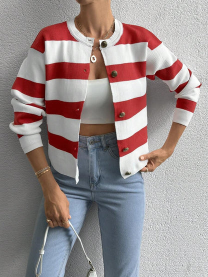 EURMUSE Cardigan tricoté casual à manches longues rayé - Floorah