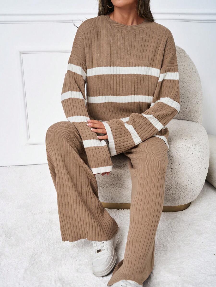 Ensemble tricoté décontracté - Pull et pantalon - Floorah