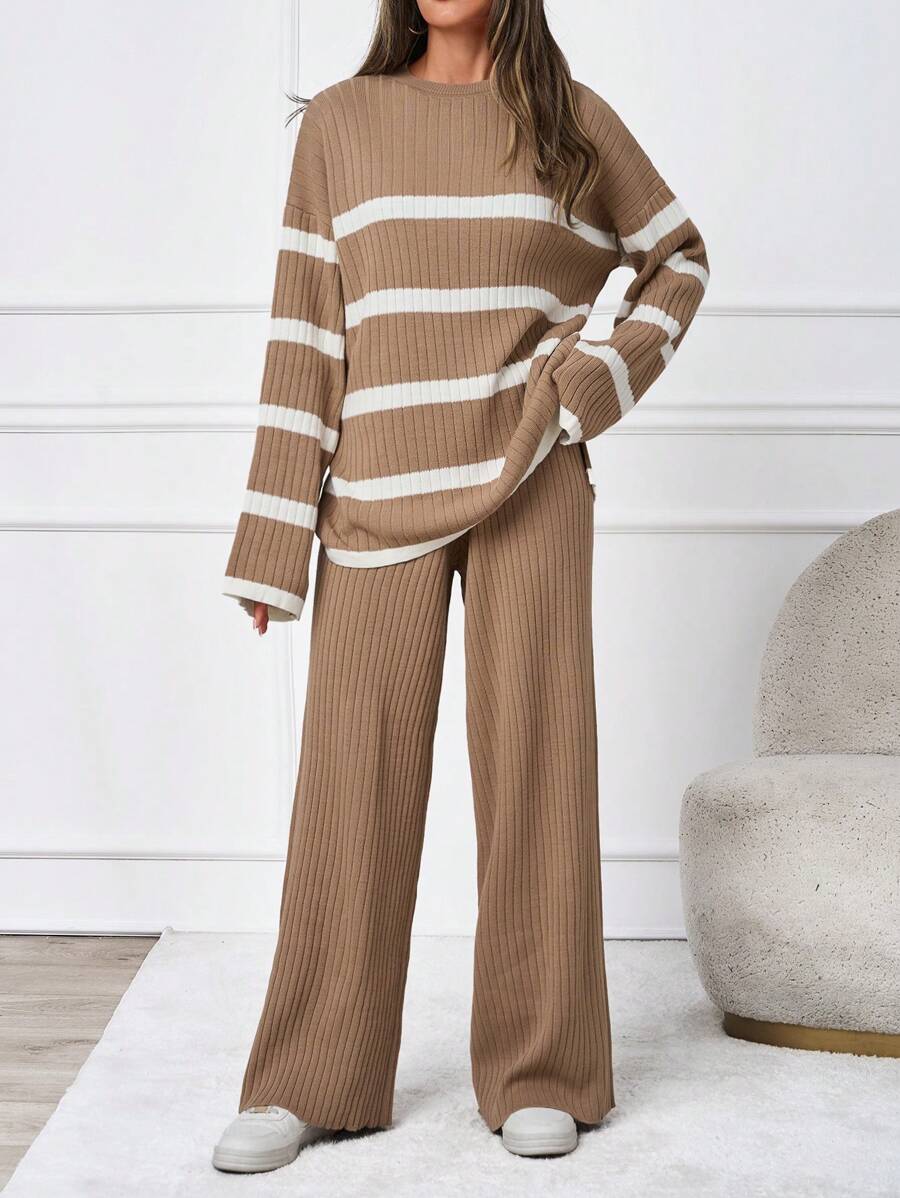 Ensemble tricoté décontracté - Pull et pantalon - Floorah