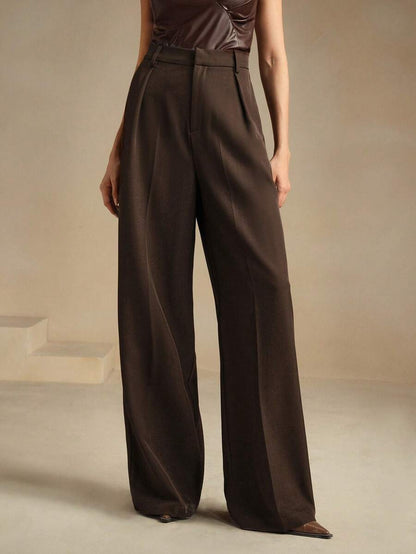Pantalon droit à taille haute plissé - Floorah
