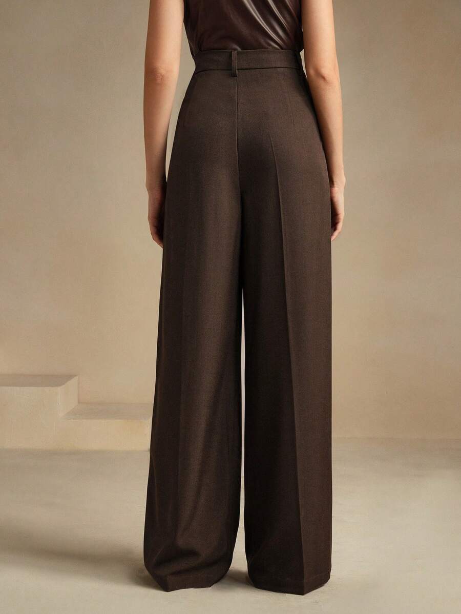 Pantalon droit à taille haute plissé - Floorah