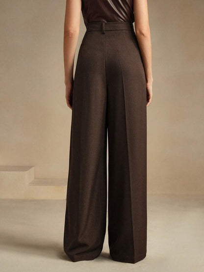Pantalon droit à taille haute plissé - Floorah