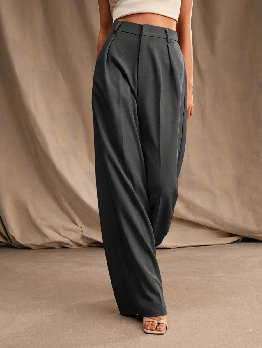 Pantalon droit à taille haute plissé - Floorah