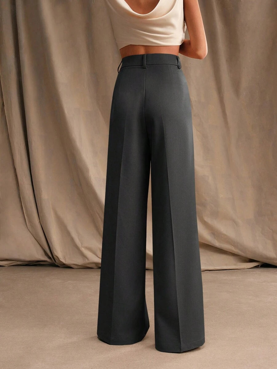 Pantalon droit à taille haute plissé - Floorah