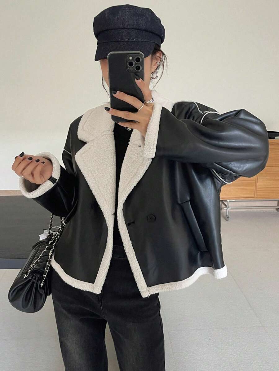 Veste en fausse fourrure de mouton bicolore - Floorah