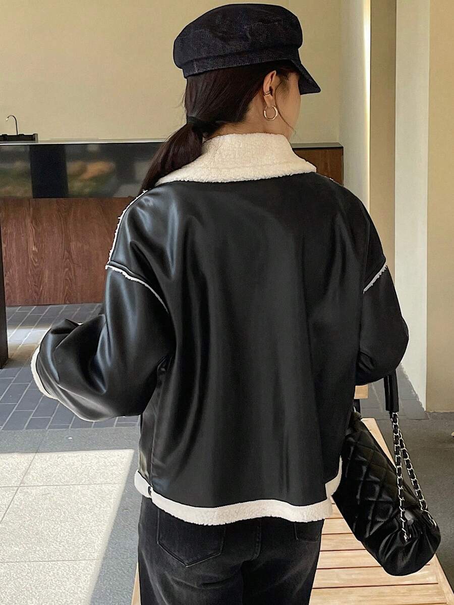 Veste en fausse fourrure de mouton bicolore - Floorah