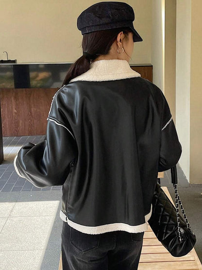 Veste en fausse fourrure de mouton bicolore - Floorah