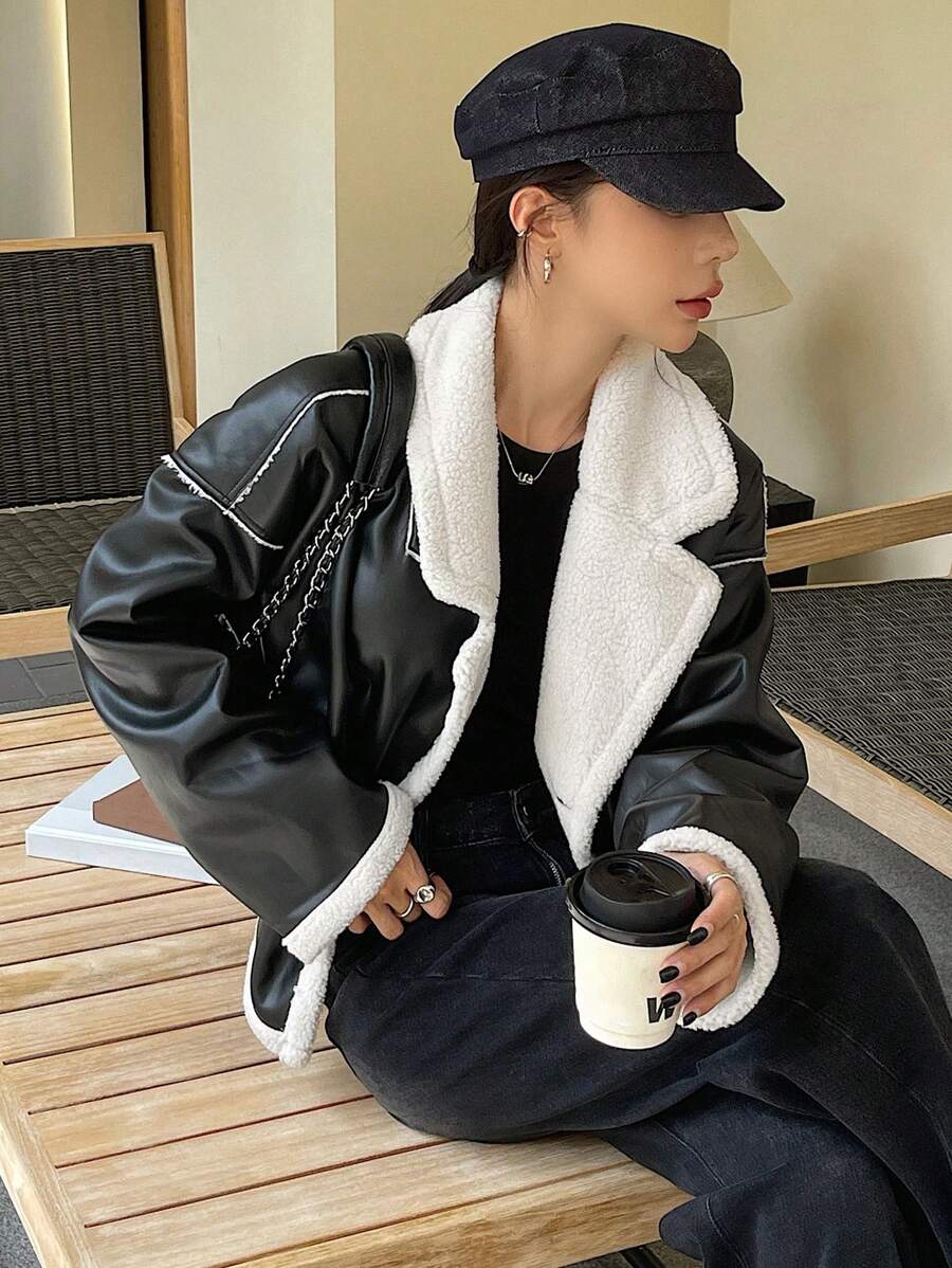 Veste en fausse fourrure de mouton bicolore - Floorah