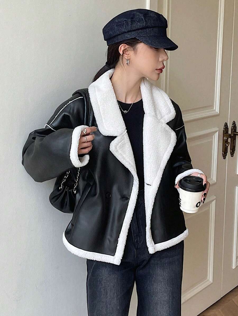 Veste en fausse fourrure de mouton bicolore - Floorah