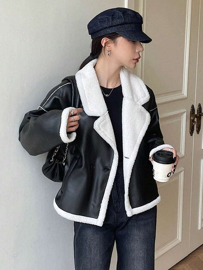 Veste en fausse fourrure de mouton bicolore - Floorah