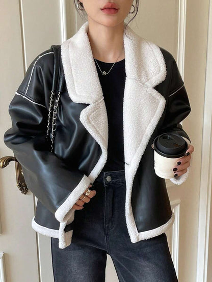 Veste en fausse fourrure de mouton bicolore - Floorah