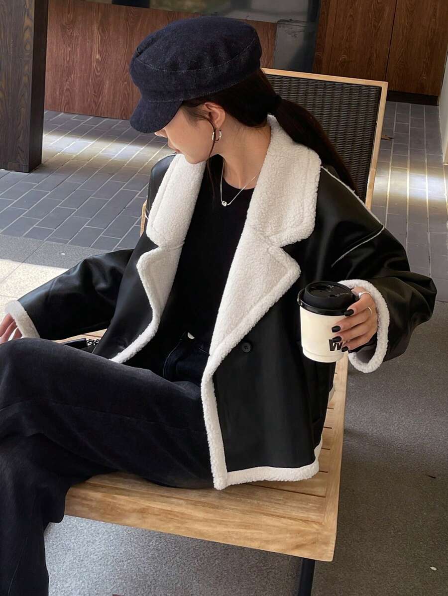 Veste en fausse fourrure de mouton bicolore - Floorah