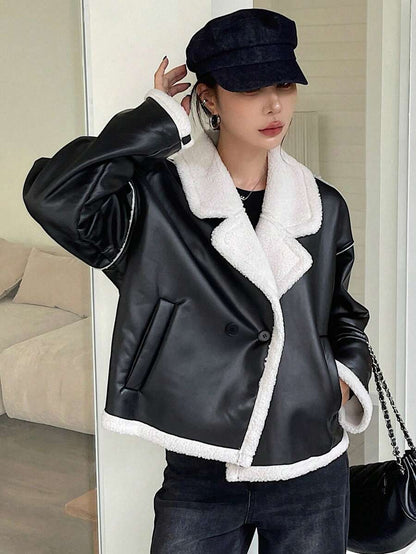 Veste en fausse fourrure de mouton bicolore - Floorah