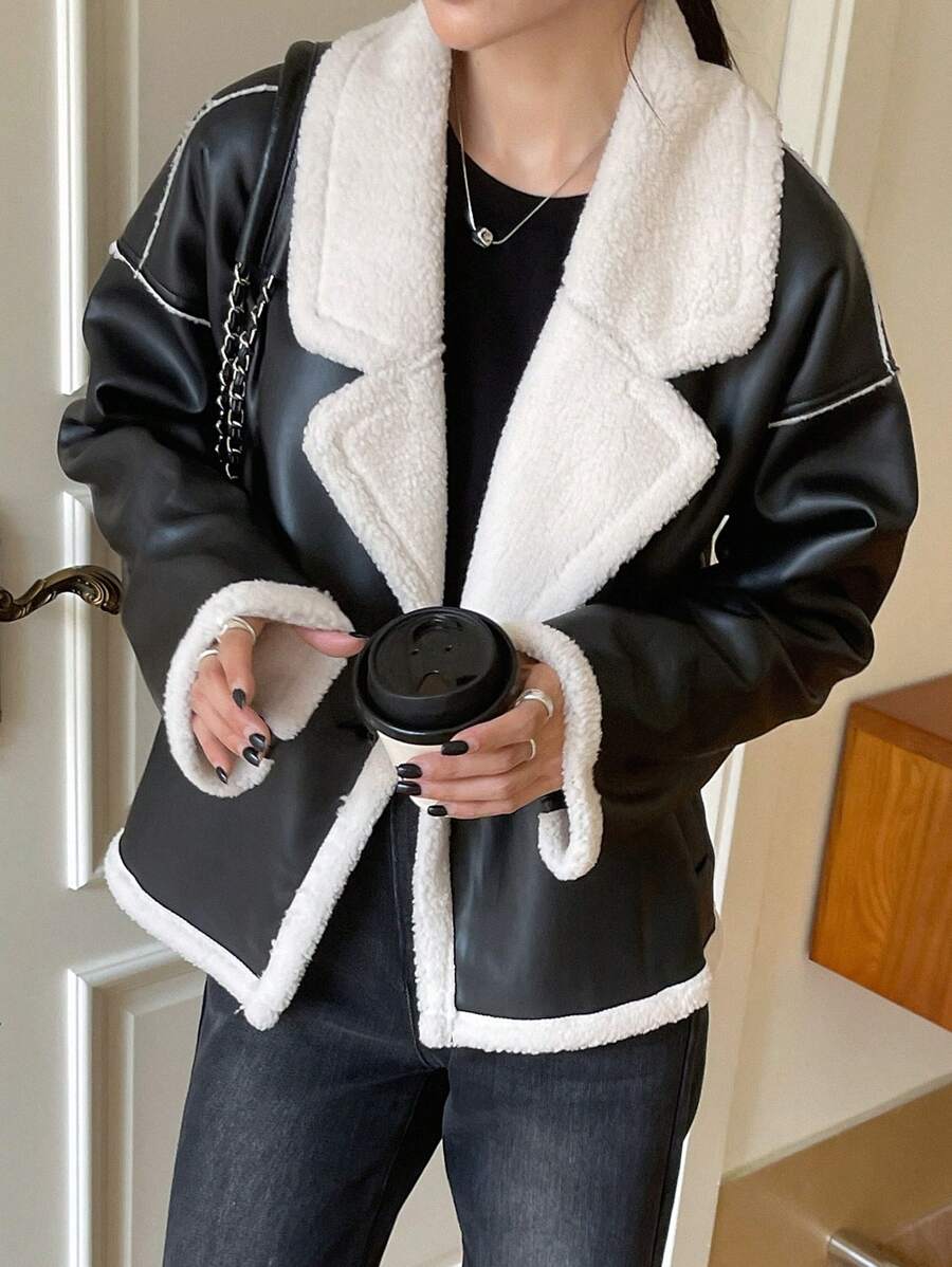 Veste en fausse fourrure de mouton bicolore - Floorah