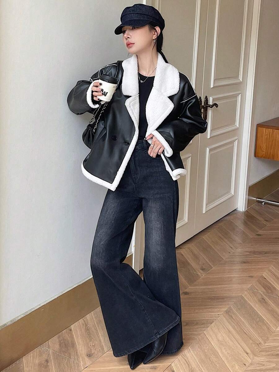 Veste en fausse fourrure de mouton bicolore - Floorah