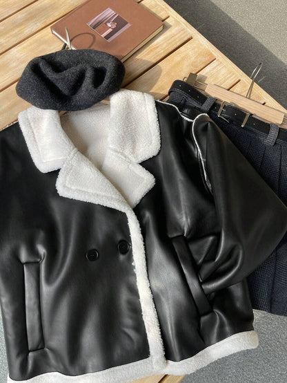 Veste en fausse fourrure de mouton bicolore - Floorah