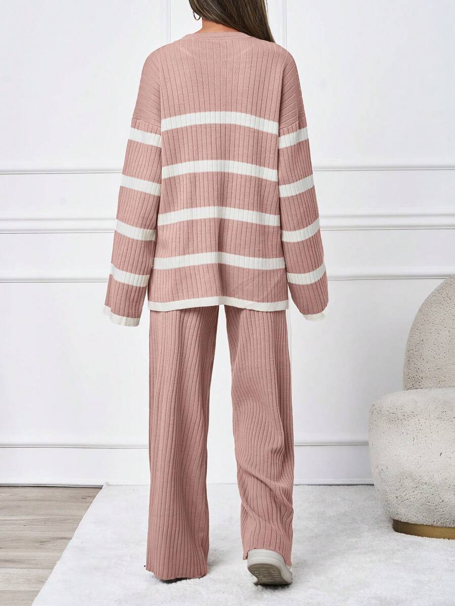 Ensemble tricoté décontracté - Pull et pantalon - Floorah