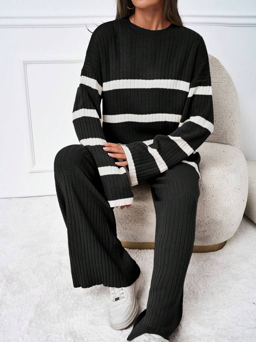 Ensemble tricoté décontracté - Pull et pantalon - Floorah