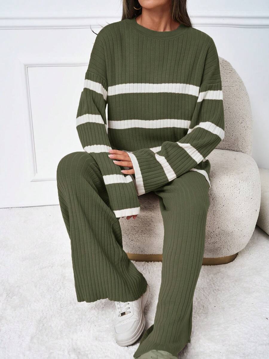 Ensemble tricoté décontracté - Pull et pantalon - Floorah