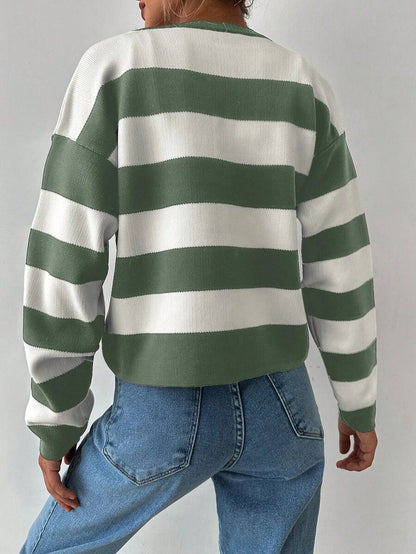 EURMUSE Cardigan tricoté casual à manches longues rayé - Floorah