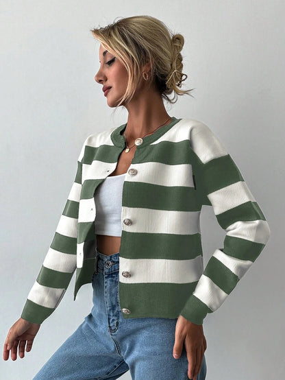 EURMUSE Cardigan tricoté casual à manches longues rayé - Floorah