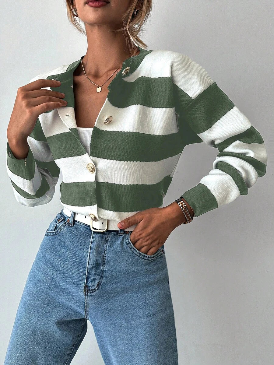 EURMUSE Cardigan tricoté casual à manches longues rayé - Floorah