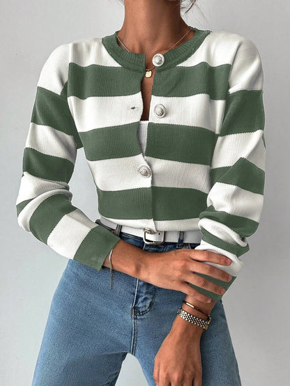 EURMUSE Cardigan tricoté casual à manches longues rayé - Floorah