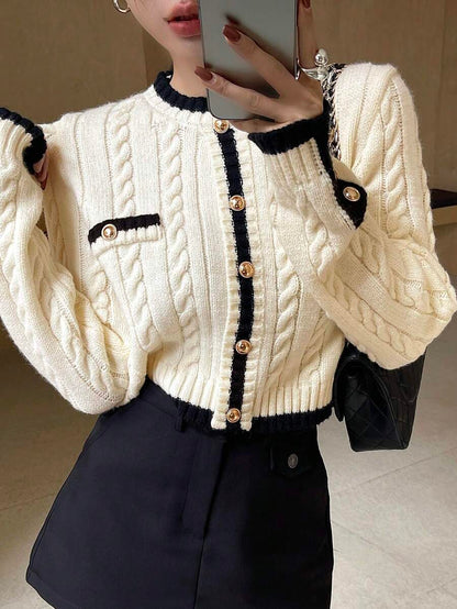 Pull tricoté élégant avec bordure contrastée - Floorah